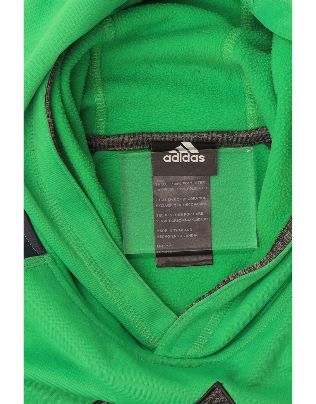 ADIDAS Boys Climawarm Hoodie Jumper 10-11 Years Medium Green Colourblock