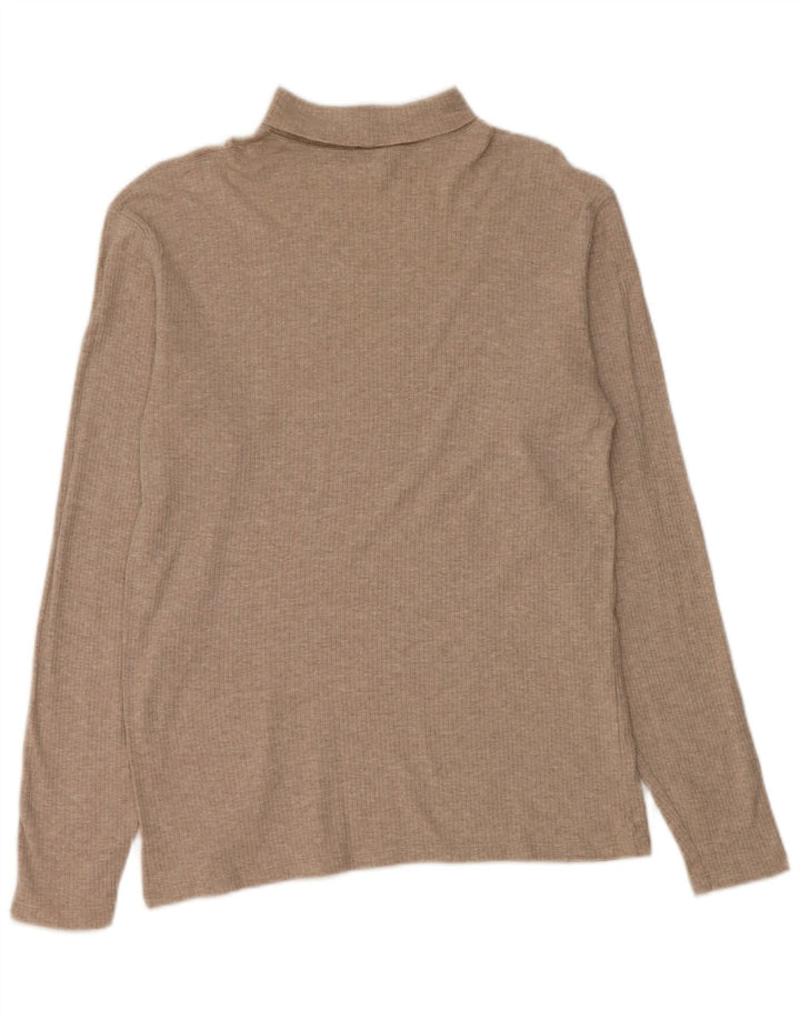 J. CREW Womens Roll Neck Jumper Sweater UK 14 Medium Beige Cotton