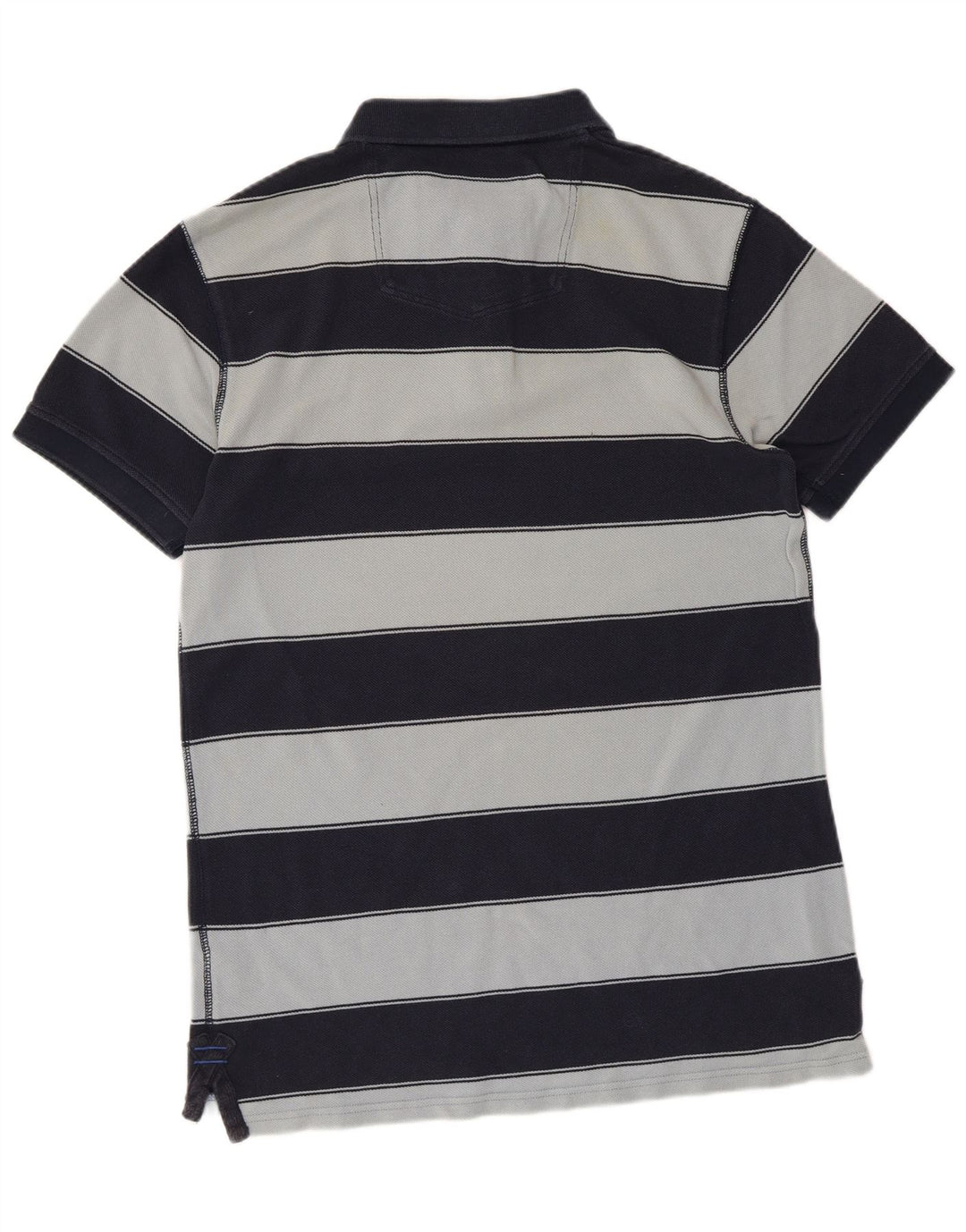 FAT FACE Mens Polo Shirt Medium Navy Blue Striped Cotton