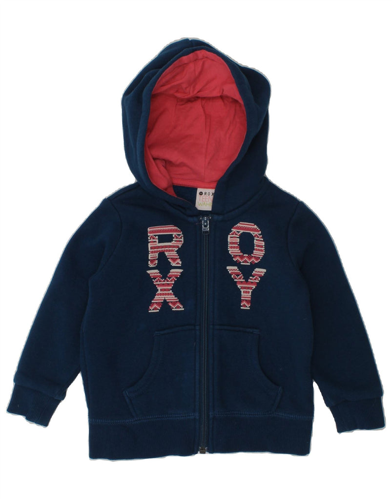 ROXY Girls Graphic Zip Hoodie Sweater 2-3 Years Navy Blue | Vintage Roxy | Thrift | Second-Hand Roxy | Used Clothing | Messina Hembry 