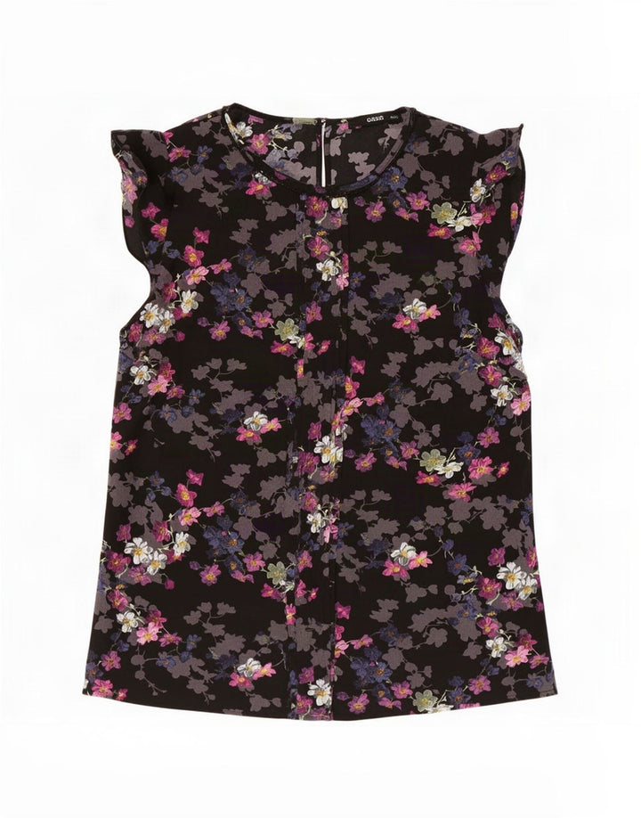 Oasis Womens Blouse Top UK 12 Medium Black Floral Polyester