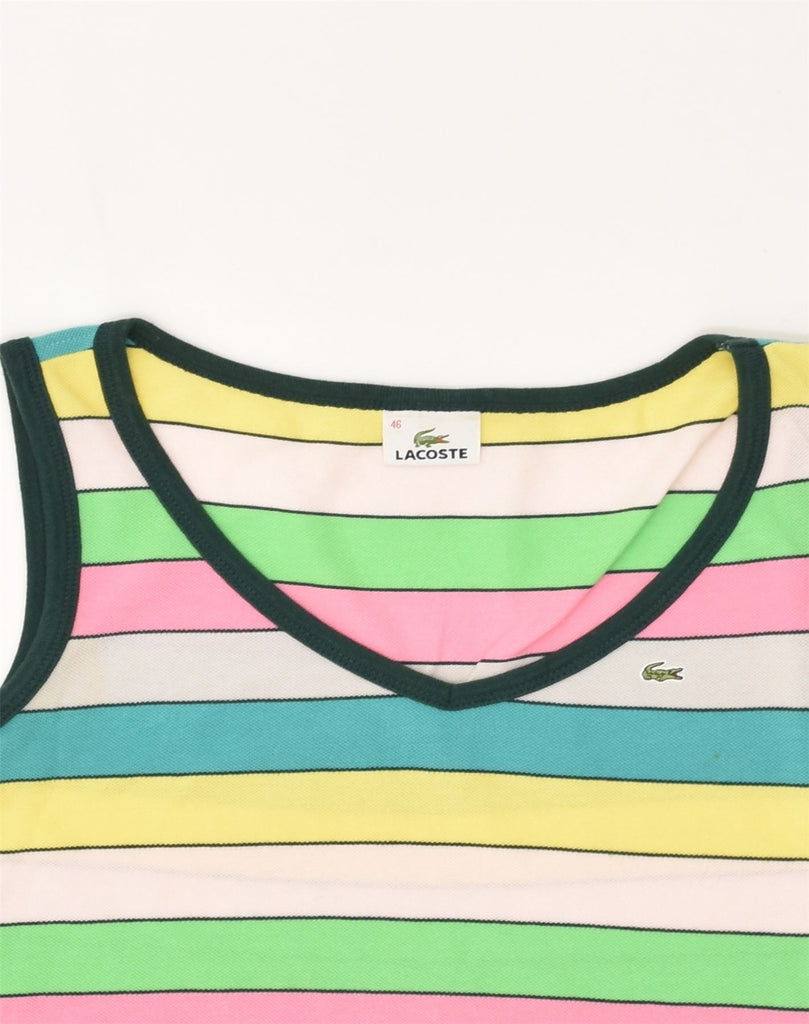 LACOSTE Womens Vest Top Size 46 XL Multicoloured Striped Cotton | Vintage Lacoste | Thrift | Second-Hand Lacoste | Used Clothing | Messina Hembry 