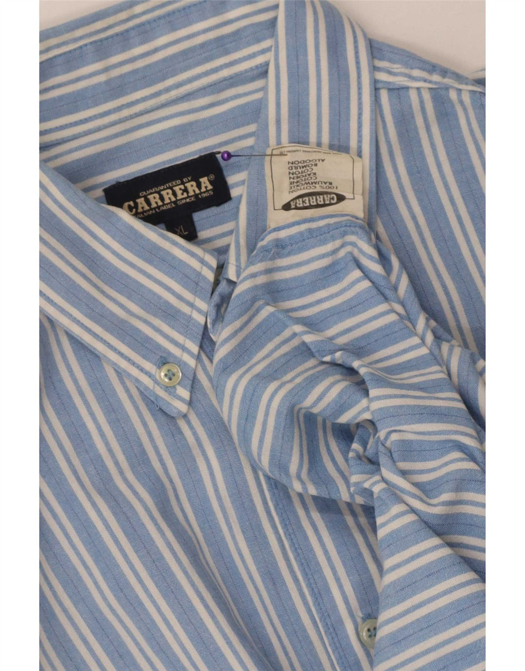Carrera Mens Shirt XL Blue Striped Cotton