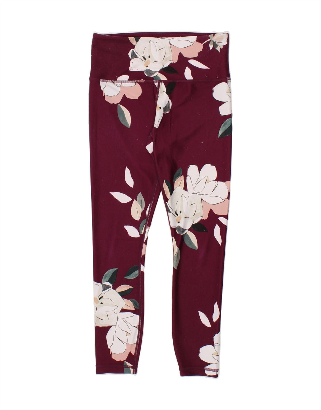 ATHLETA Womens Leggings UK 6 XS Burgundy Floral Polyester Vintage Athleta and Second-Hand Athleta from Messina Hembry 
