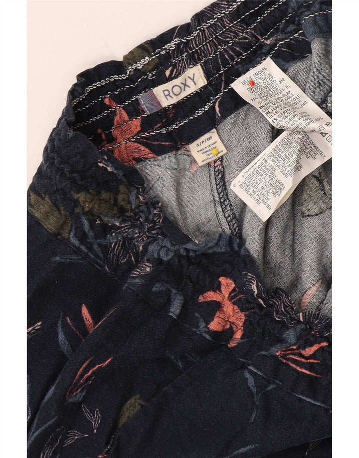 Roxy Womens Casual Shorts Small W27 Navy Blue Floral Flax