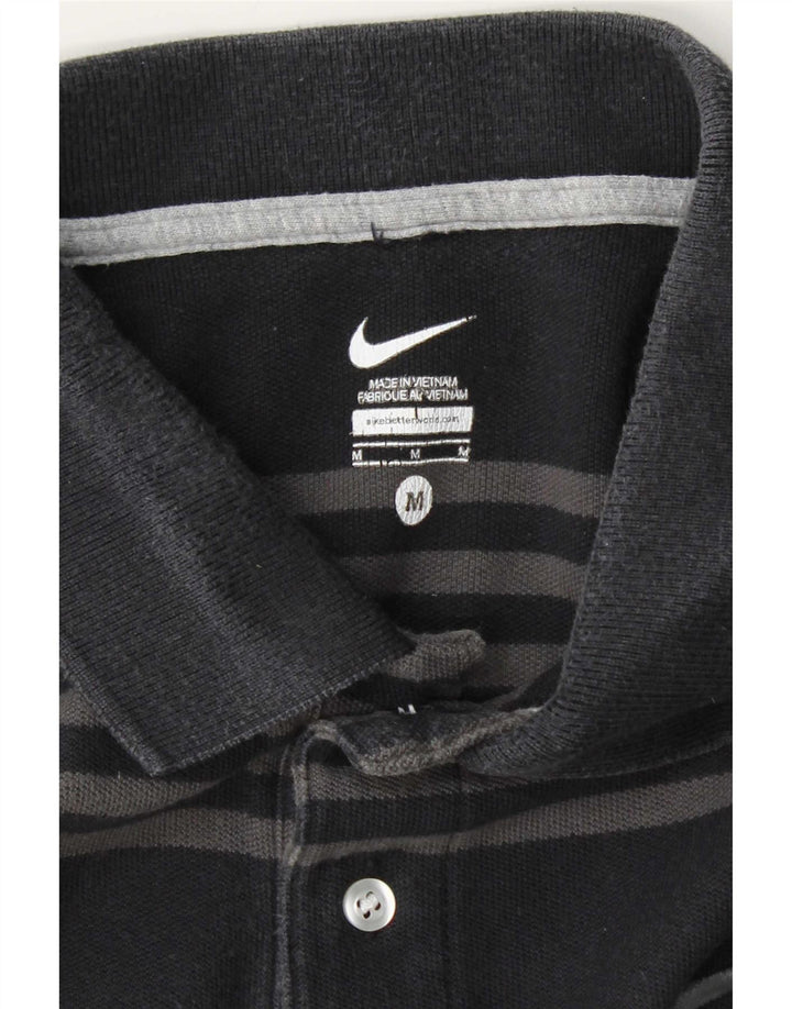 Nike Mens Polo Shirt Medium Black Striped