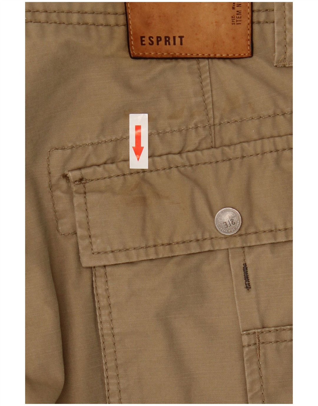 ESPRIT Mens Straight Cargo Trousers W30 L27 Beige Cotton