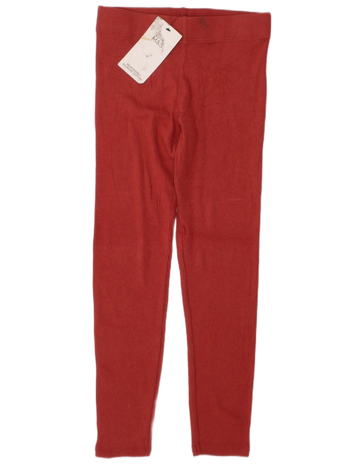 MARKS & SPENCER Girls Leggings 8-9 Years  Burgundy Cotton