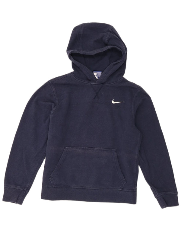 Nike Boys Hoodie Jumper 12-13 Years Large Navy Blue Cotton