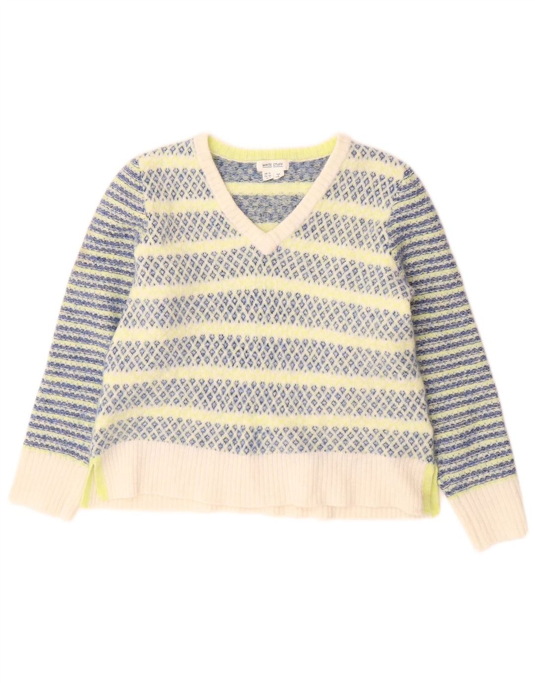 White Stuff Womens V-Neck Jumper Sweater UK 12 Medium Multicoloured