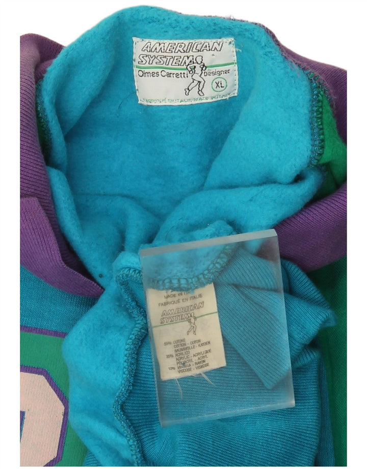 American System Mens Graphic Sweatshirt Jumper XL Blue Colourblock