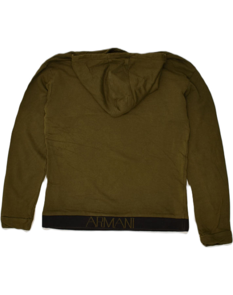 EMPORIO ARMANI Boys Graphic Hoodie Jumper 13-14 Years Khaki Cotton | Vintage Emporio Armani | Thrift | Second-Hand Emporio Armani | Used Clothing | Messina Hembry 