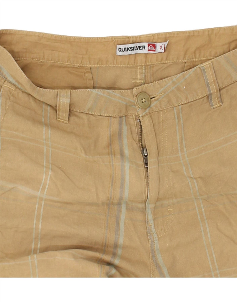 QUIKSILVER Mens Chino Shorts W38 XL Beige Check Cotton | Vintage Quiksilver | Thrift | Second-Hand Quiksilver | Used Clothing | Messina Hembry 