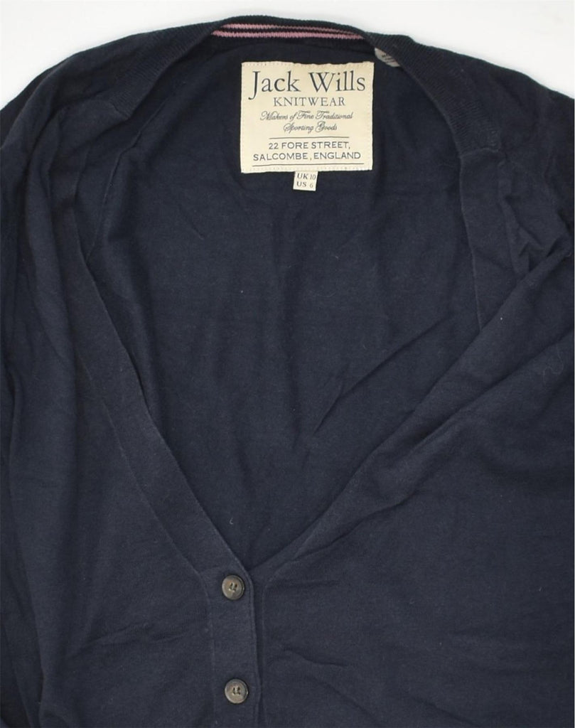 JACK WILLS Womens Cardigan Sweater UK 10 Small Navy Blue Cotton | Vintage Jack Wills | Thrift | Second-Hand Jack Wills | Used Clothing | Messina Hembry 