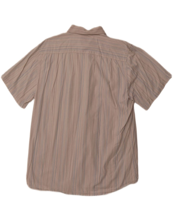 PIERRE CARDIN Mens Short Sleeve Shirt 2XL Blue Striped Cotton