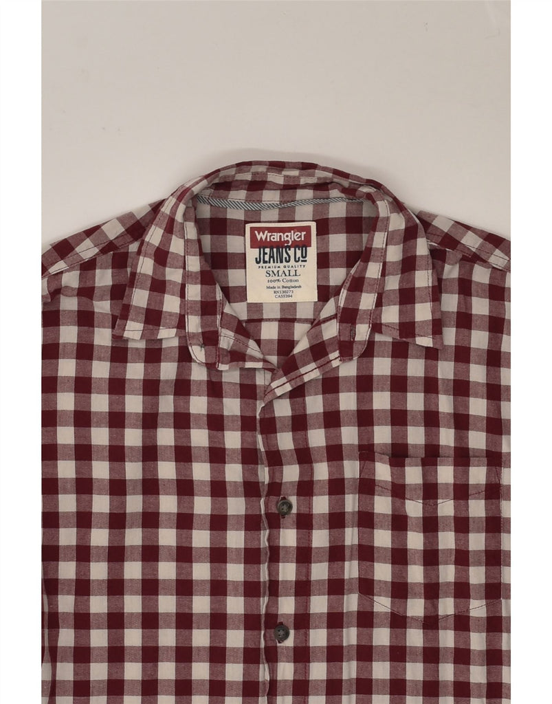 WRANGLER Mens Shirt Small Burgundy Gingham Cotton | Vintage Wrangler | Thrift | Second-Hand Wrangler | Used Clothing | Messina Hembry 