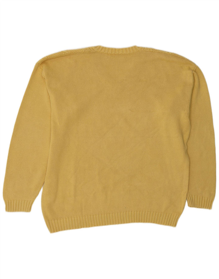 Stefanel Mens V-Neck Jumper Sweater XL Yellow