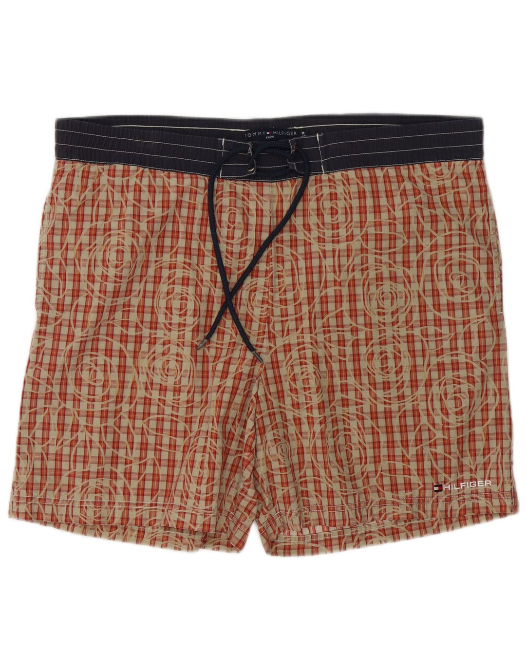 Tommy Hilfiger Mens Swimming Shorts Medium Red Check Cotton