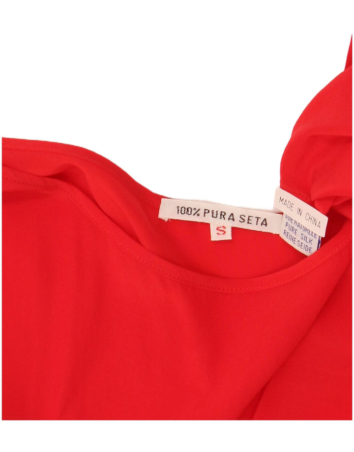 VINTAGE Womens Vest Top UK 10 Small Red Silk