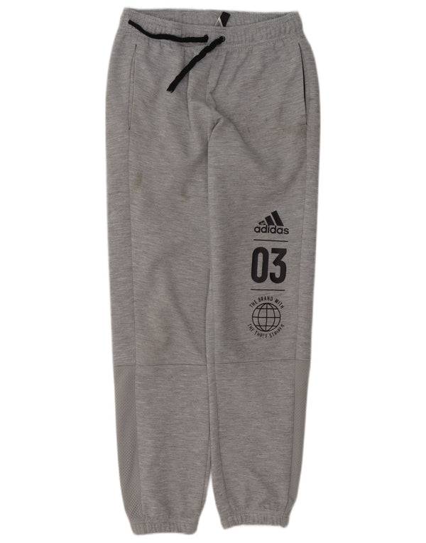 ADIDAS Boys Graphic Tracksuit Trousers Joggers 13-14 Years  Grey Polyester