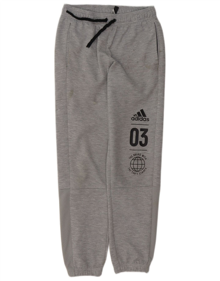 ADIDAS Boys Graphic Tracksuit Trousers Joggers 13-14 Years  Grey Polyester