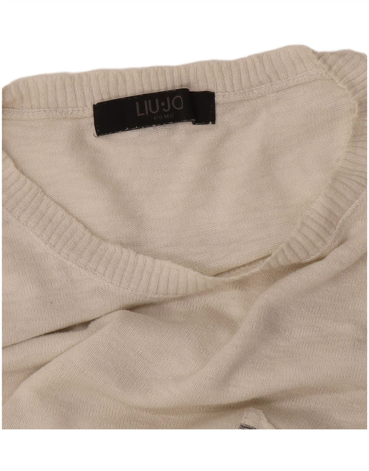 Liu Jo Mens Crew Neck Jumper Sweater Large White