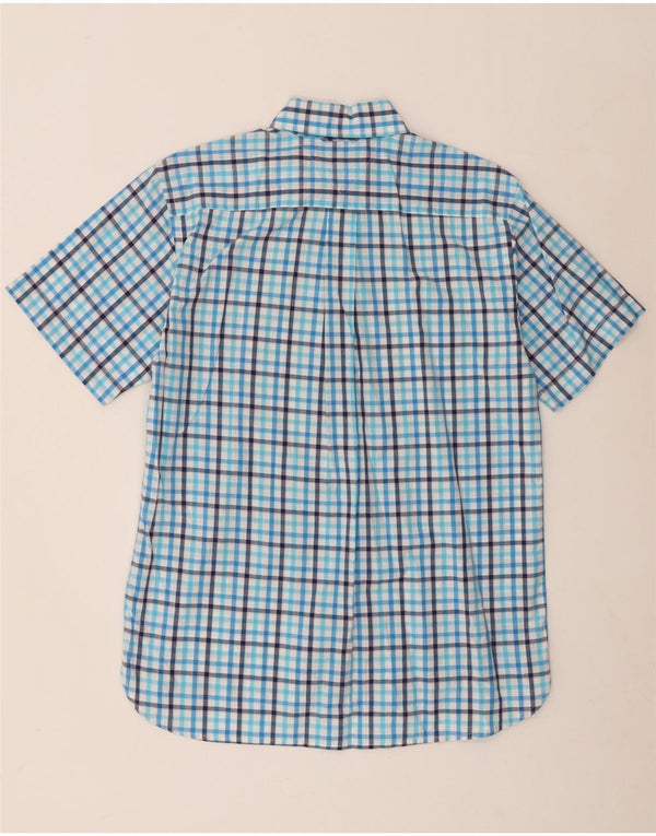 Tommy Hilfiger Mens Short Sleeve Shirt Medium Blue Check Cotton