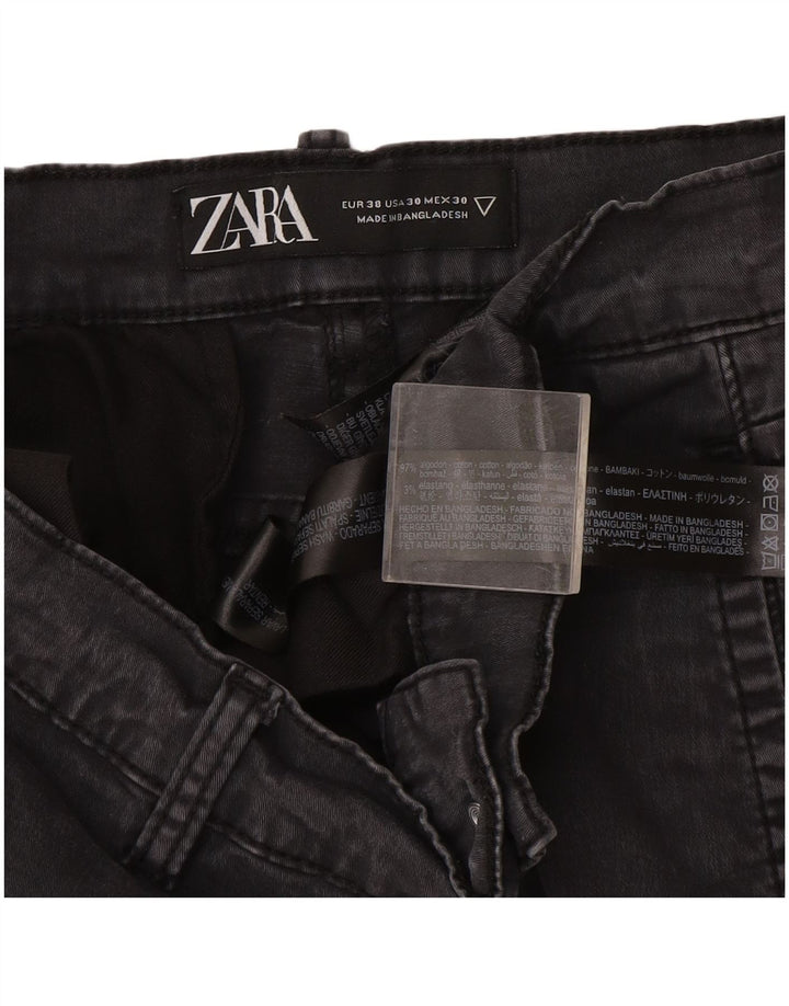 Zara Mens Slim Cargo Trousers EU 38 Small W30 L30 Grey Cotton