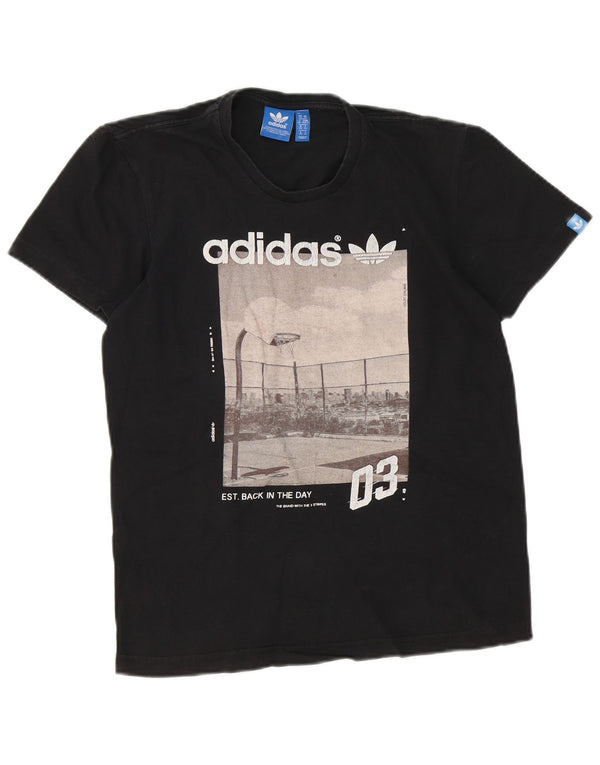 Adidas Mens Graphic T-Shirt Top XS Black Cotton