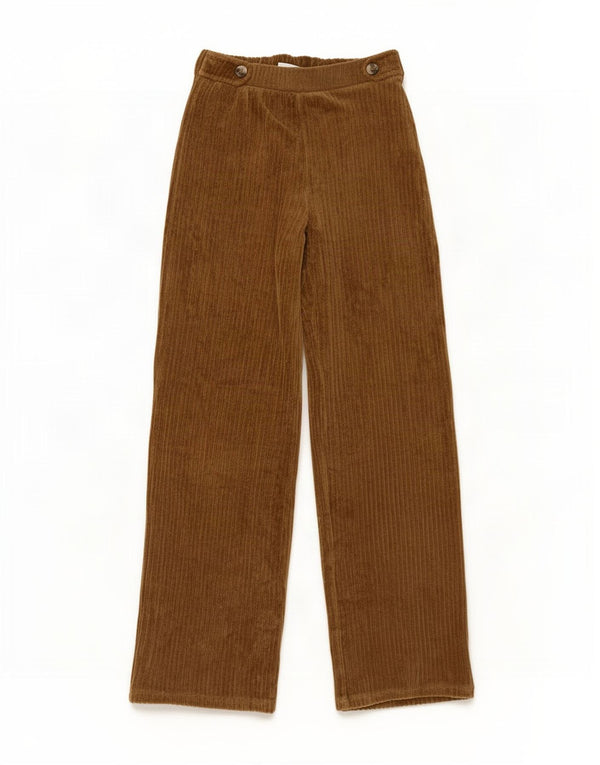 Zara Girls Wide Leg Corduroy Trousers 13-14 Years W27 L27 Brown Cotton