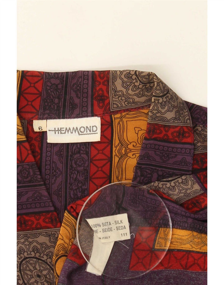 Hemmond Mens Short Sleeve Shirt XL Multicoloured Patchwork Silk Retro