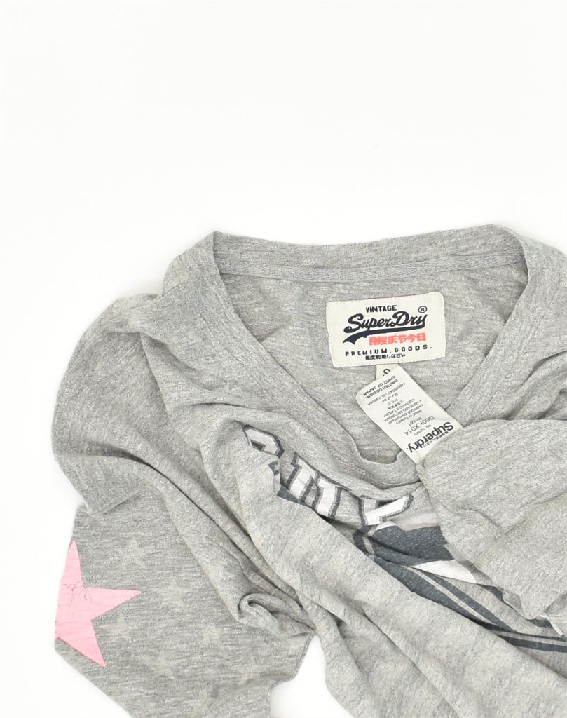 SUPERDRY Womens Graphic Sweatshirt Jumper UK 10 Small Grey Cotton | Vintage Superdry | Thrift | Second-Hand Superdry | Used Clothing | Messina Hembry 