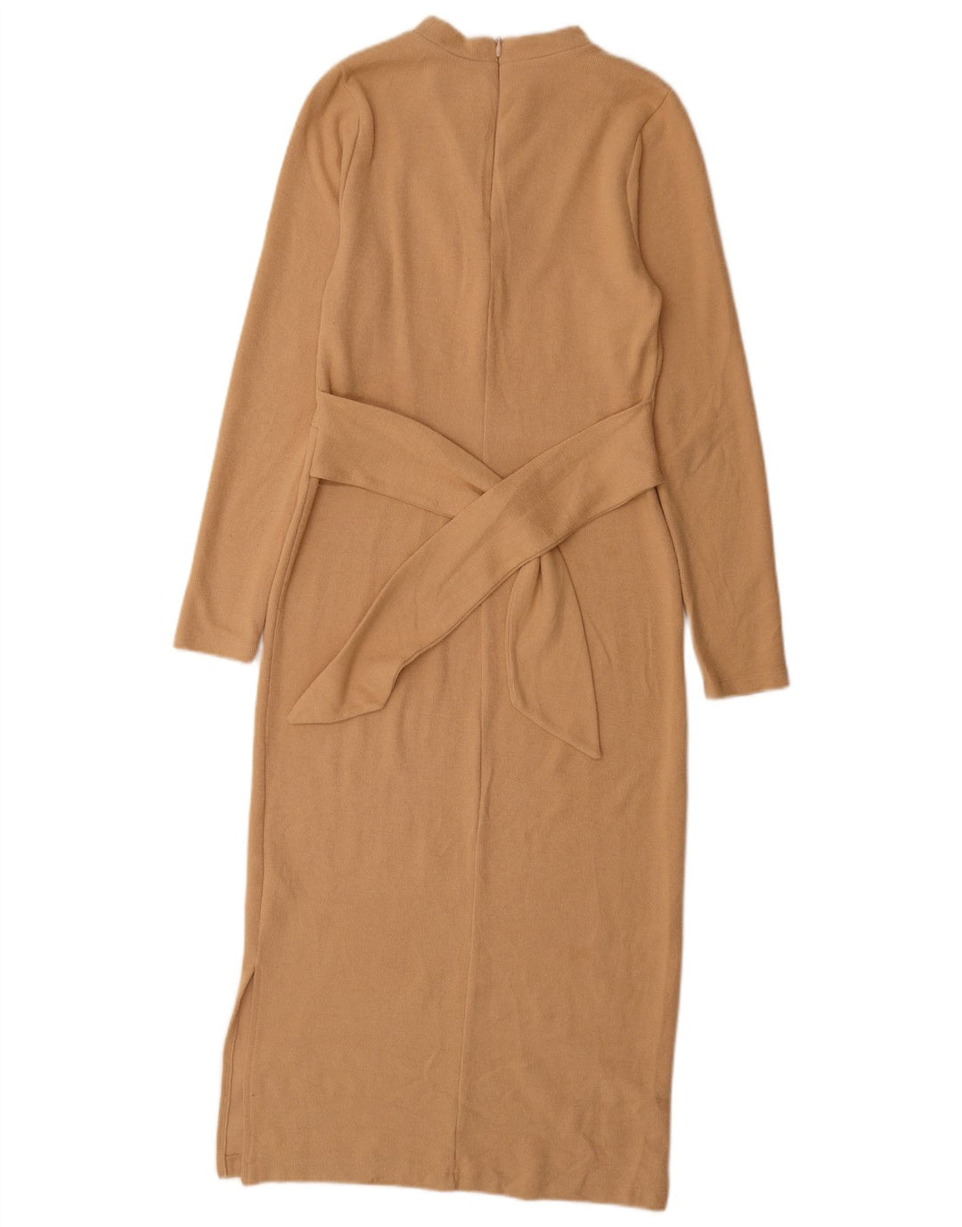 Marks & Spencer Womens Long Sleeve Jumper Dress UK 8 Small Beige Polyester