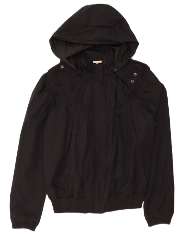 Dkny Womens Hooded Bomber Jacket UK 14 Medium Black Nylon
