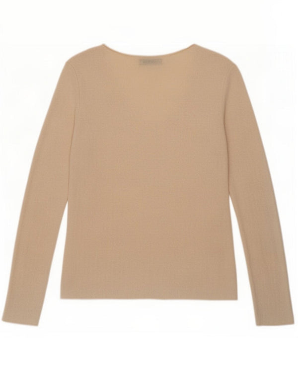 Zara Womens Top Long Sleeve UK 10 Small Beige Viscose