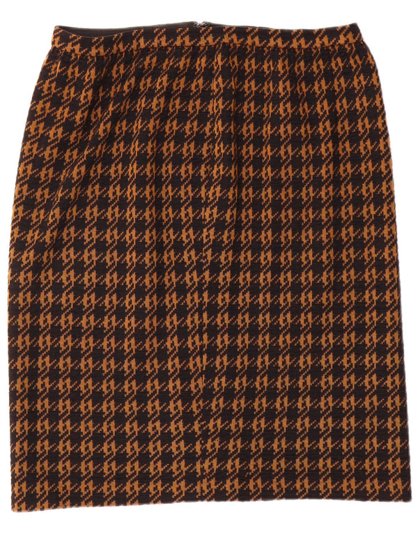 Vintage Womens Straight Skirt W32 Large Brown Houndstooth