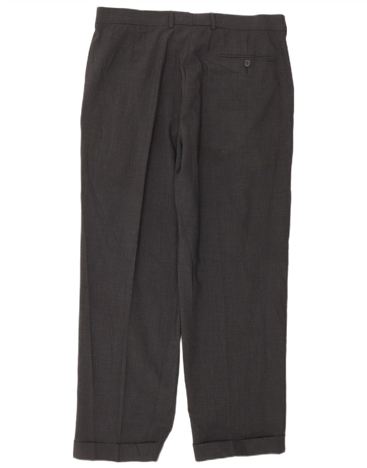 Marks & Spencer Mens Tailored Pegged Suit Trousers W34 L29 Grey Polyester