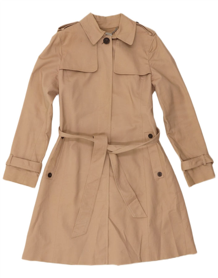 Hobbs Womens Trench Coat UK 10 Small Beige Cotton