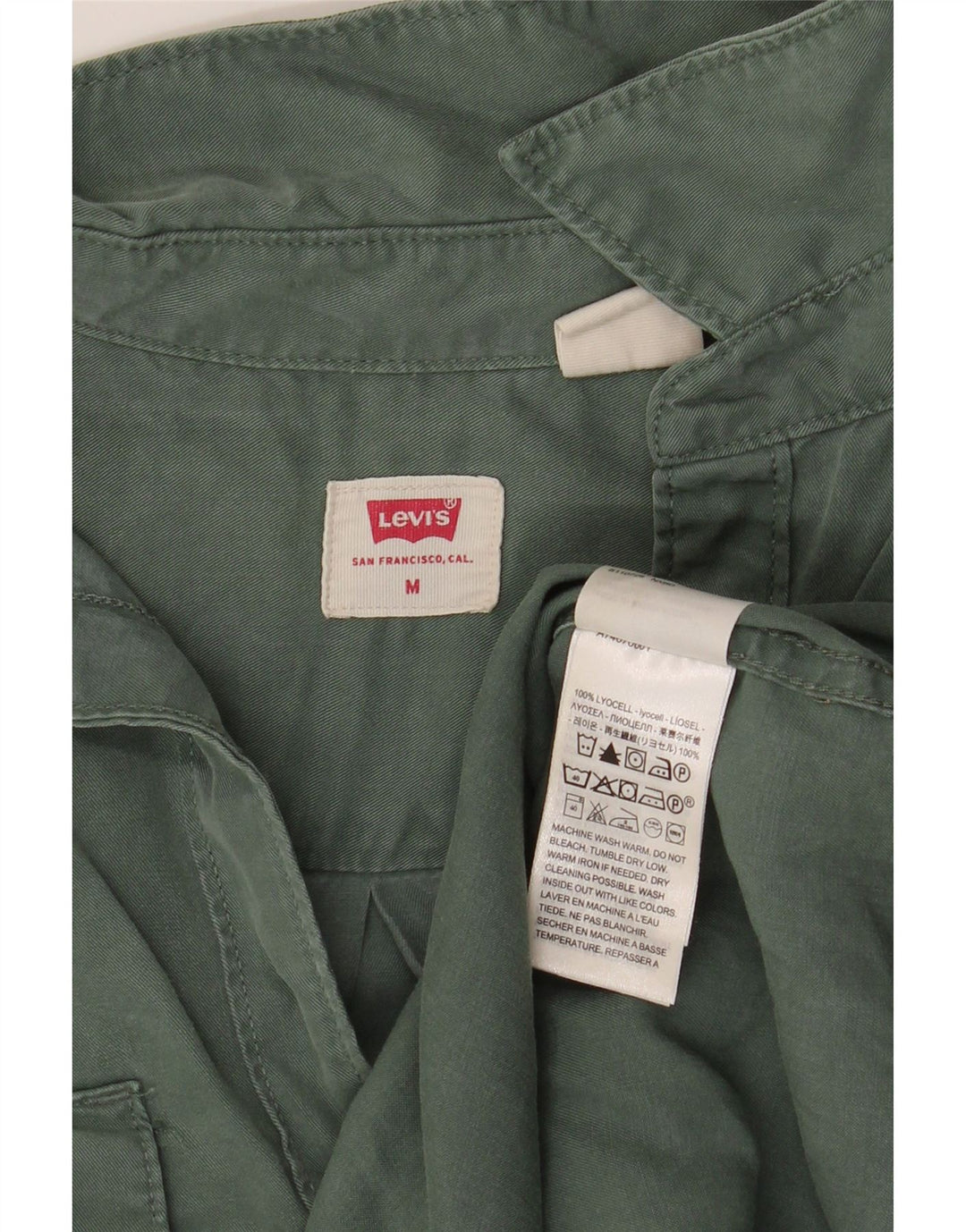 LEVI'S Womens Shirt UK 14 Medium Green Lyocell
