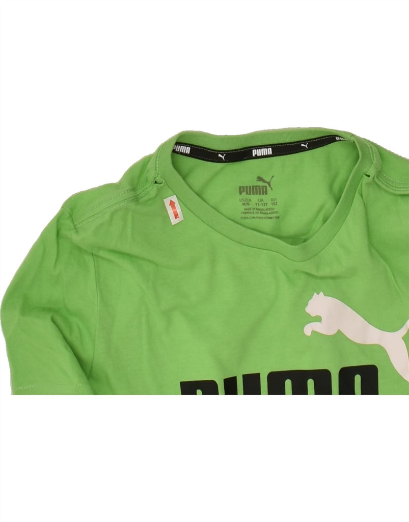 PUMA Boys Graphic T-Shirt Top 11-12 Years Green Cotton | Vintage Puma | Thrift | Second-Hand Puma | Used Clothing | Messina Hembry 