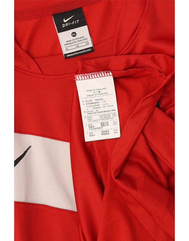 Nike Mens Dri Fit Graphic T-Shirt Top XL Red Colourblock Polyester