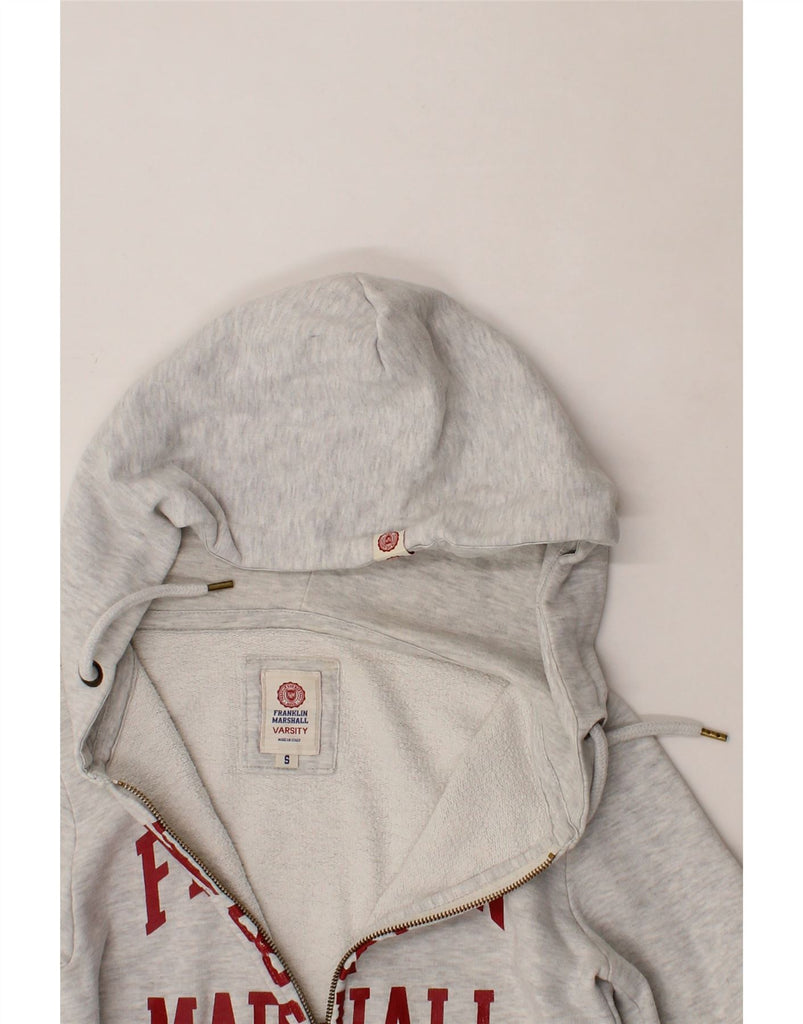 FRANKLIN & MARSHALL Mens Varsity Graphic Zip Hoodie Sweater Small Grey Vintage Franklin & Marshall and Second-Hand Franklin & Marshall from Messina Hembry 