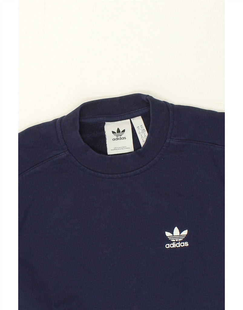 ADIDAS Mens Sweatshirt Jumper XS Navy Blue Cotton | Vintage Adidas | Thrift | Second-Hand Adidas | Used Clothing | Messina Hembry 