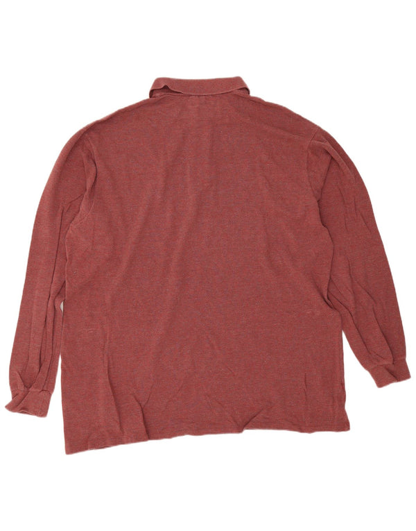 Lacoste Mens Long Sleeve Polo Shirt Size 8 3XL Maroon Cotton