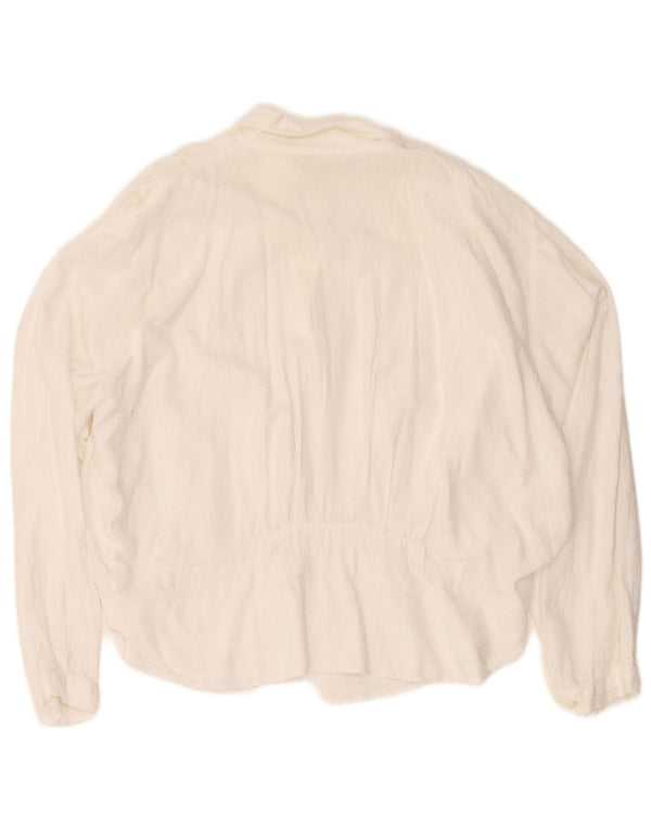 Vintage Womens Shirt Blouse UK 16 Large White Cotton