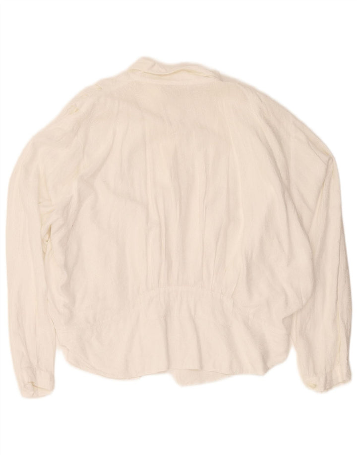 Vintage Womens Shirt Blouse UK 16 Large White Cotton