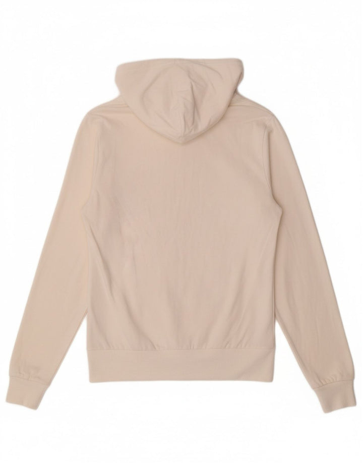 NIKE Womens Zip Hoodie Sweater UK 12/14 Medium Off White Cotton