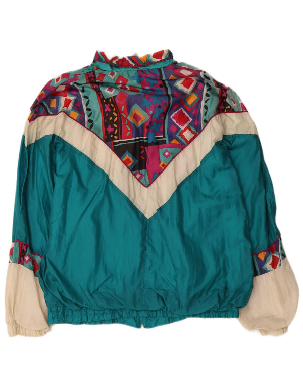 Stefano Mens Tracksuit Top Jacket Large Blue Colourblock Nylon