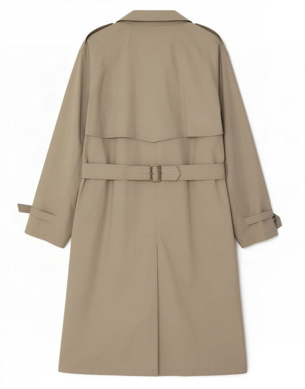 Vintage Mens Double Breasted Trench Coat UK 36 Small Beige Cotton
