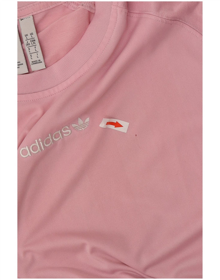 Adidas Mens Graphic T-Shirt Top Large Pink Colourblock Polyester